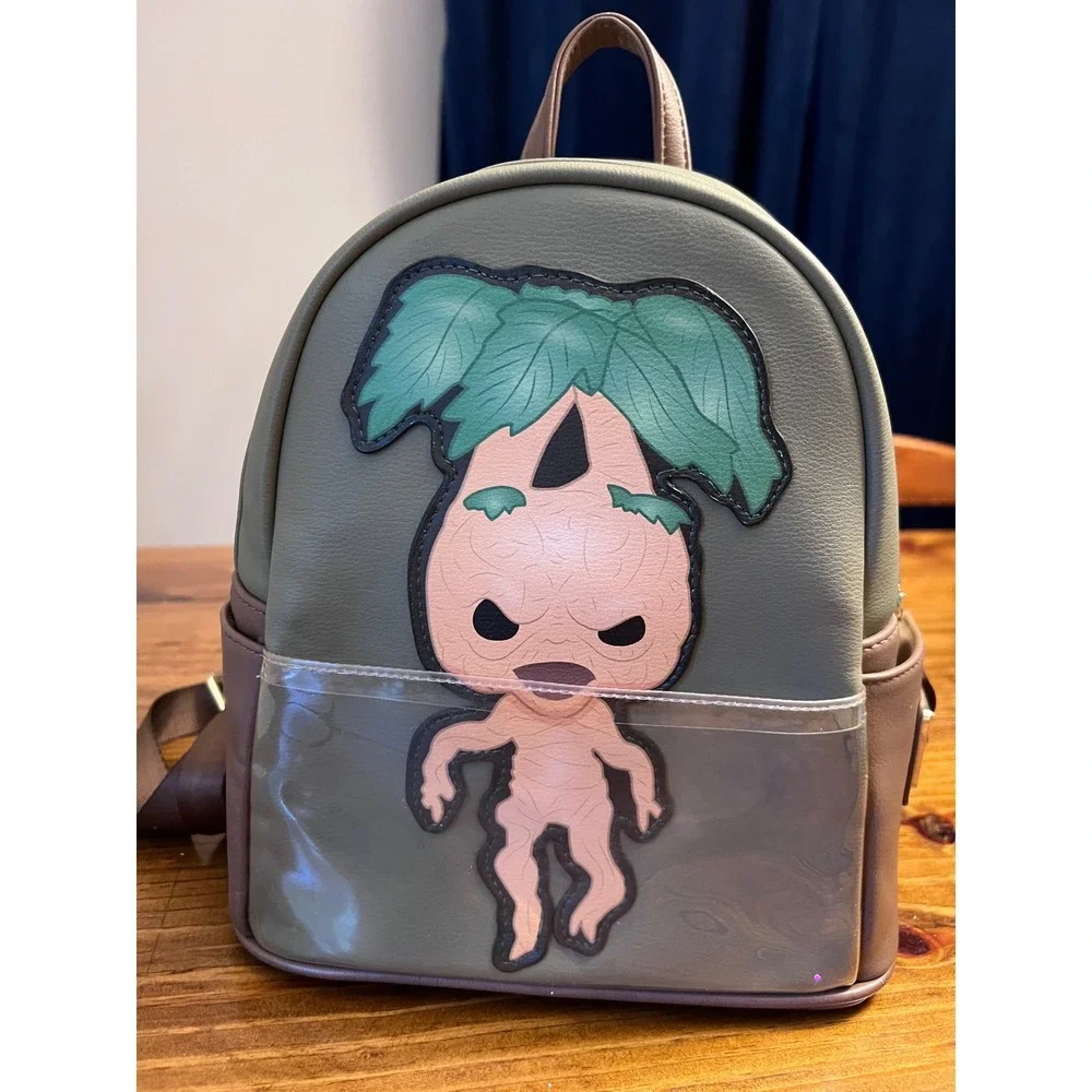 Loungefly Harry Potter Mandrake Mini Backpack Green Brown Pouch Excellent